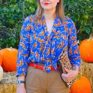 Anthropologie 52 Conversations Colloquial Neck Tie Button Down Sz 4 Tigers Nice!